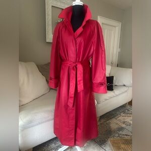 Vintage BOTANY 500 Women’s 80s Retro Barbiecore Cherry Red Trench Coat Size 12